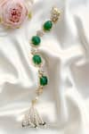 Shop_Kaari_Green Vellore Polki Chhaya And Pearl Embellished Bracelet _at_Aza_Fashions