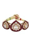 Kaari_Red Vellore Polki Utrai Paan Motif Embellished Poronchi Bracelet _Online_at_Aza_Fashions