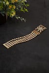 Shop_Kaari_Blue Enamel Dor Polki Embellished Lose Bracelet _at_Aza_Fashions