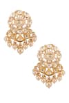 Kaari_Gold Plated Vellore Polki Bloom Tara Embellished Drop Earrings _Online_at_Aza_Fashions