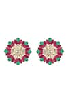 Kaari_Red Vellore Polki Petal Utarai Studs _Online_at_Aza_Fashions