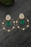 Shop_Kaari_Gold Plated Vellore Polki Barkha Ova Pota Bali Earrings _at_Aza_Fashions