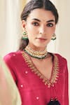 Buy_Kaari_Red Vellore Polki Kasturi Bloom Embellished Choker _at_Aza_Fashions