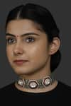 Kaari_Green Vellore Polki Noora Moissanite Choker _Online_at_Aza_Fashions