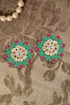 Shop_Kaari_Gold Plated Vellore Polki Fatima Bloom Utrai Studs _at_Aza_Fashions