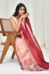 Pheeta_Cream Blouse Muslin Printed Geometric V-neck Placed Jaali Lehenga Set _at_Aza_Fashions