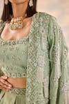 Shop_Label RSD_Green Cape Organza Embellished Pearl Cape Open Sequin Lehenga Set _Online_at_Aza_Fashions