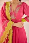 Shop_Label RSD_Pink Satin Georgette Embroidery Bloom V Neck Lunar Anarkali Palazzo Set _Online_at_Aza_Fashions