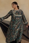 Buy_Mamicha_Green Italian Crepe Printed Floral Round Angrakha Pant Set _Online_at_Aza_Fashions