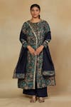 Buy_Mamicha_Green Italian Crepe Embroidered Floral Round Mirror Kurta Pant Set _at_Aza_Fashions