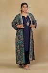 Shop_Mamicha_Blue Italian Crepe Embroidered Floral Shrug Open Print With Kurta Set _Online_at_Aza_Fashions