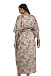 Buy_Mamicha_Ivory Amira Modal Printed Floral V Neck Kaftan Dress 