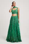 Buy_Muditaa By Urmila_Green Organza Hand Embroidery Stone Sweetheart Markata Lehenga Set _at_Aza_Fashions