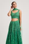 Muditaa By Urmila_Green Organza Hand Embroidery Stone Sweetheart Markata Lehenga Set _Online_at_Aza_Fashions