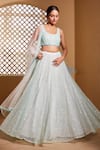 Muditaa By Urmila_Green Net Hand Embroidery Sequin Round Gahina Lehenga Set _at_Aza_Fashions