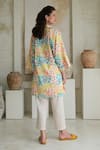 Shop_ROZA_Multi Color Linen Printed Floral Collar Camelia Tunic With Pant _at_Aza_Fashions