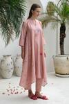 Buy_ROZA_Pink Linen Printed Floral V-neck Rosita Kurta With Pant 