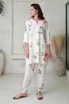 Buy_ROZA_Ivory Linen Printed Floral V-neck Amelia Short Kurta With Pant _at_Aza_Fashions