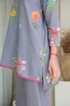 Buy_ROZA_Purple Linen Print Marigold V Collar Floral Short Tunic With Pant _Online_at_Aza_Fashions