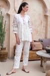 Buy_ROZA_Ivory Linen Print Vintage Rose V Neck Tunic With Pant _Online_at_Aza_Fashions