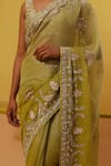 Buy_Sue Mue_Green Handwoven Cotton Tissue Lisna Silk Thread Paisley Saree With Blouse _Online_at_Aza_Fashions