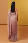 Sue Mue_Pink Pure Shimmer Georgette Rufi Tonal Embellished Saree With Blouse _Online_at_Aza_Fashions