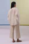 Shop_Sue Mue_Off White Pure Linen Embroidered Thread Shirt Collar Abia With Pant _at_Aza_Fashions