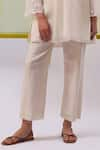 Sue Mue_Off White Handwoven Chanderi Mulmul Embroidered Gara Arfa Tunic With Pant _at_Aza_Fashions