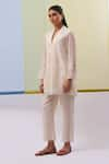 Buy_Sue Mue_Off White Handwoven Chanderi Mulmul Embroidered Gara Arfa Tunic With Pant 