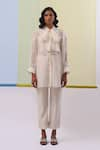 Buy_Sue Mue_Off White Handwoven Chanderi Mulmul Embroidered Gara Naura Shirt With Pant _at_Aza_Fashions