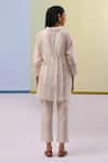 Shop_Sue Mue_Off White Handwoven Cotton Chanderi Leen Bloom Pleated Tunic With Pant _at_Aza_Fashions