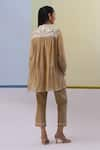 Sue Mue_Beige Handwoven Cotton Chanderi Embroidery Gara Nuri And Dori Tunic With Pant _Online_at_Aza_Fashions