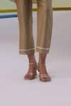 Buy_Sue Mue_Beige Handwoven Cotton Chanderi Embroidery Gara Nuri And Dori Tunic With Pant _Online_at_Aza_Fashions