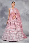 Buy_Sue Mue_Pink Pure Silk Organza Embroidery Mehwish Glory Bloom Thread Bridal Lehenga Set _at_Aza_Fashions