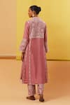 Sue Mue_Pink Handwoven Chanderi Mulmul Embroidery Thread Fasha Straight Kurta Set _Online_at_Aza_Fashions