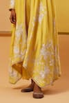 Shop_Sue Mue_Yellow Handwoven Silk Chanderi Embroidery Thread Cape Nyza Jacket Pant Set _Online_at_Aza_Fashions