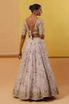 Sue Mue_Off White Handwoven Cotton Tissue Embroidery Floral Gulaab Bridal Lehenga Set _Online_at_Aza_Fashions