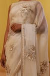 Buy_Sue Mue_Off White Pure Silk Organza Embroidery Sequin Fabia Floral Saree With Blouse _Online_at_Aza_Fashions