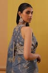 Sue Mue_Blue Handwoven Cotton Tissue Embroidery Pitta Afifa Zari Saree With Blouse _Online_at_Aza_Fashions