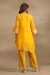 Shop_Trendy tokari_Yellow Silk Chanderi Woven Floral Brocade V Neck Pattern Kurta And Pant Set _at_Aza_Fashions