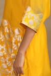 Trendy tokari_Yellow Silk Chanderi Woven Floral Brocade V Neck Pattern Kurta And Pant Set _at_Aza_Fashions