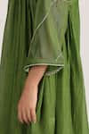 Buy_Trendy tokari_Green Silk Chanderi Placement Woven Flower Yoke Side Gathered Kurta Pant Set _Online_at_Aza_Fashions