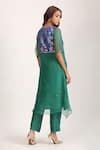 Shop_Trendy tokari_Green Organza Placement Woven Floral Flower Vine Pattern Yoke Kurta With Pant _at_Aza_Fashions