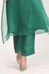 Trendy tokari_Green Organza Placement Woven Floral Flower Vine Pattern Yoke Kurta With Pant _Online_at_Aza_Fashions