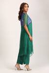 Buy_Trendy tokari_Green Organza Placement Woven Floral Flower Vine Pattern Yoke Kurta With Pant _Online_at_Aza_Fashions