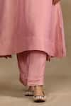 Trendy tokari_Pink Silk Tissue Plain Round Neck Shimmer Finish Kurta With Pant _Online_at_Aza_Fashions