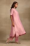 Shop_Trendy tokari_Pink Silk Tissue Plain Round Neck Shimmer Finish Kurta With Pant _Online_at_Aza_Fashions