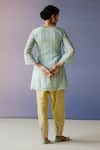 Shop_Nimbus_Yellow Kurta Chanderi And Kota Cotton Hand Painted Angarkha With Salwar _at_Aza_Fashions