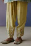 Shop_Nimbus_Yellow Kurta Chanderi And Kota Cotton Hand Painted Angarkha With Salwar _Online_at_Aza_Fashions