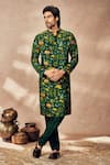 Buy_Masaba_Green Raw Silk Printed Tropical Kurta _at_Aza_Fashions